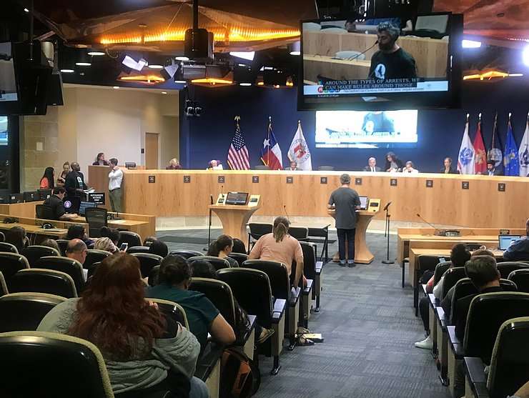 Austin City Council chamber during public comment